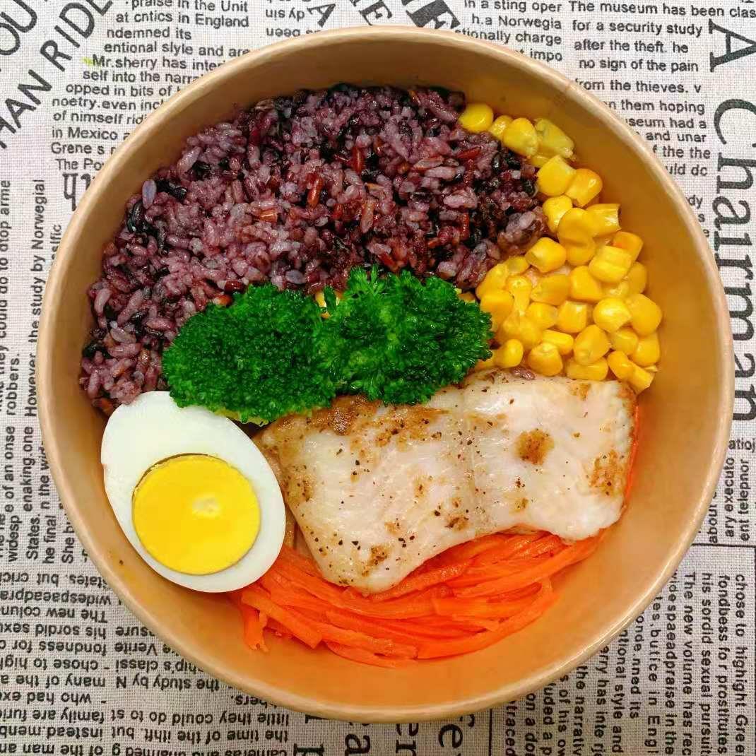 一次性牛皮纸碗圆形水果500沙拉碗打包盒加厚餐盒卤肉饭外卖纸碗