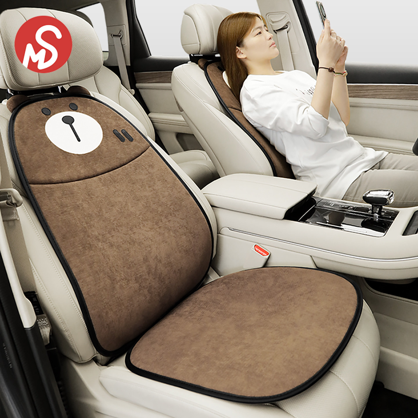 汽车坐垫四季通用卡通可爱女生车载座椅垫后排布艺夏高级新款椅套