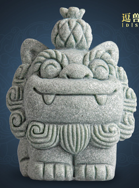 风狮爷瑞兽礼物旺来造景鱼缸国潮摆件桌面吉祥摆设砂石青