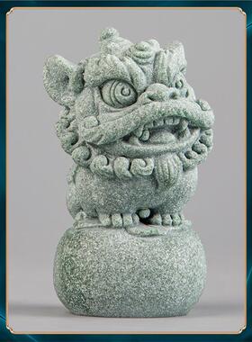 摆件砂石醒狮鱼缸家居新假山创意桌面茶宠国潮办公青造景中式精品