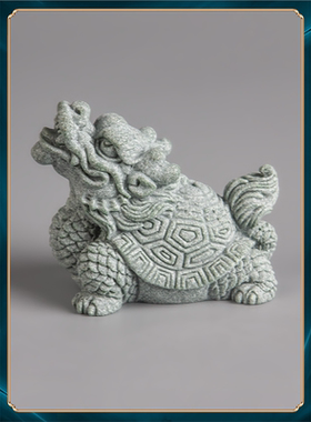 龟砂石造景桌面创意朋友小龙青鱼缸居家摆件国潮装饰办公送礼