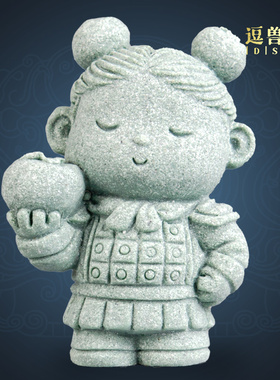 摆设桌面博古架书柜鱼缸造景摆件装饰卡通招财茶宠兵马俑家居创意