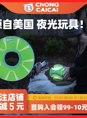 美国Petmate宠物狗狗玩具球夜光Chuckit夜间发光小大型犬边牧训练