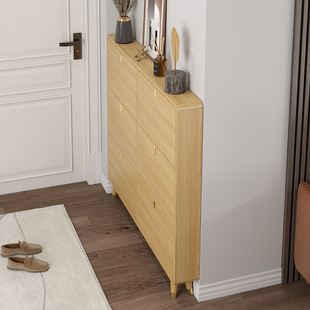 批发批发全实木翻斗鞋柜入户家用门口原木极窄新款轻奢小户型北欧