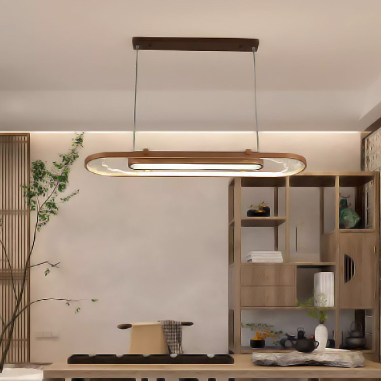 新中式茶室吊灯古典茶桌灯简约长方形办公室灯LED餐厅门市前台灯