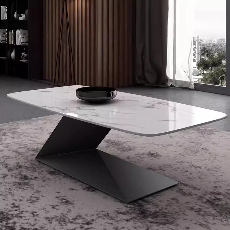 北欧岩板茶几简约小户型客厅轻奢沙发边几家用民宿会客泡茶矮桌子