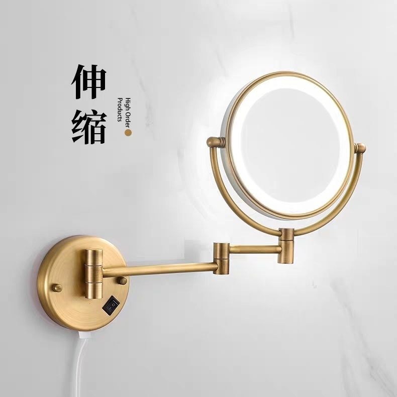 全铜LED旋转折叠壁挂梳妆镜
