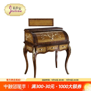 美式复古古董家具 实木梳妆台 欧式木色手绘赤杨木树瘤木皮妆台