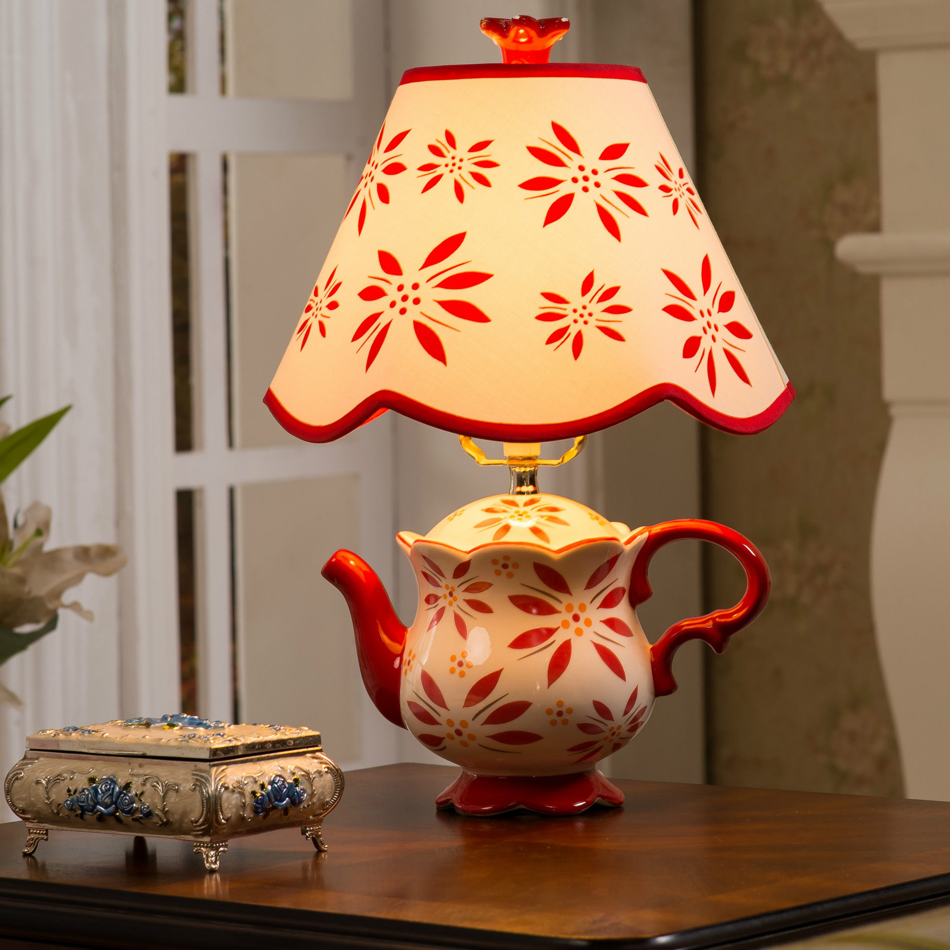 跨境货源厂家直销创意灯具床头可调光婚庆摆件喜庆陶瓷台灯卧室灯