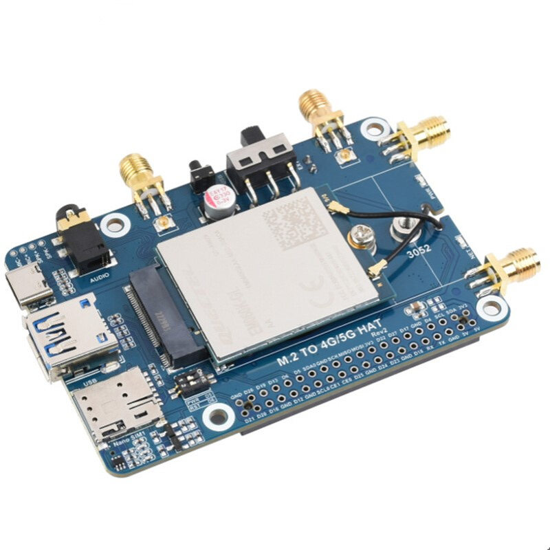 树莓派EM060K-GL LTE Cat-6 HAT通信扩展板全球通多频段 GNSS定位