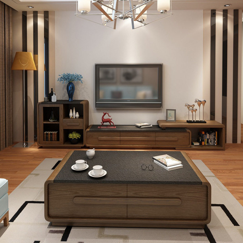北欧火烧石实木客厅茶几电视柜组合创意火烧石简约茶桌地柜套装,电子元器件市场,电线扎带/束线带,淘宝优惠券,粉丝福利购,淘宝优惠卷