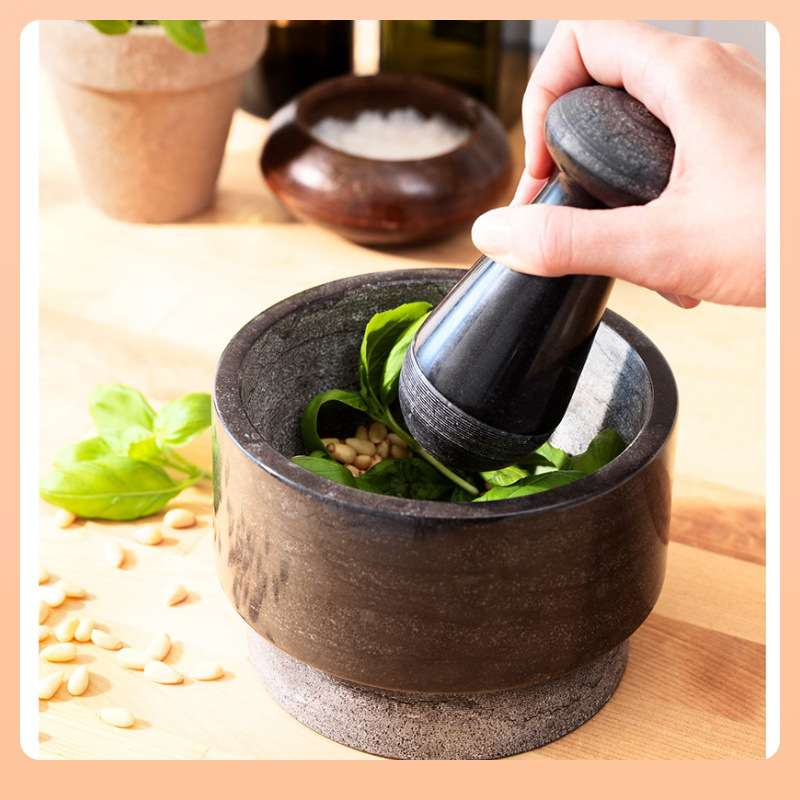 ?妙HOME 蒜缸 捣蒜罐 家用 艾德思 杵和臼,大理石研磨器双面研