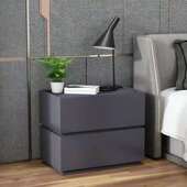 现代简约家用卧室实木床头柜网红静谧迷你户型意式 轻奢床边小柜子