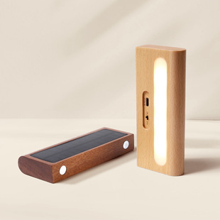 好棒实木室内外家居照明光敏感应小夜灯花园走廊太阳能充电壁灯