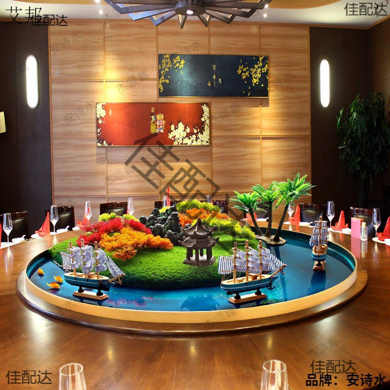 中式圆桌餐桌装饰仿真花
