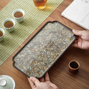 茶盘电木整块密胺螺钿大漆中式复古合金壶承茶承茶道茶具配件果盘
