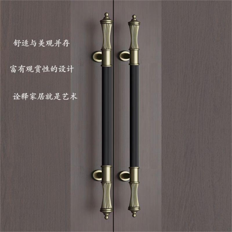 欧式复古大门拉手黑色加厚不锈钢圆管玻璃大门拉手酒店别墅长把手