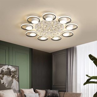 简约现代客厅灯圆形大厅水晶吸顶灯轻奢全屋灯具套餐组合套装 灯饰