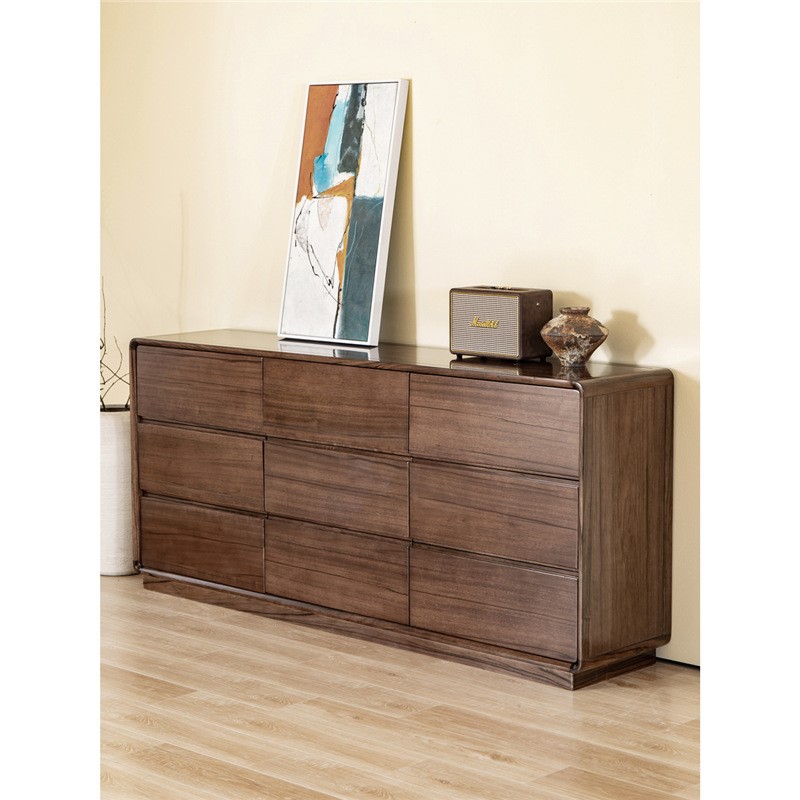 全实木斗柜黑胡桃木斗橱北欧现代高电视柜卧室收纳储物床尾柜客厅