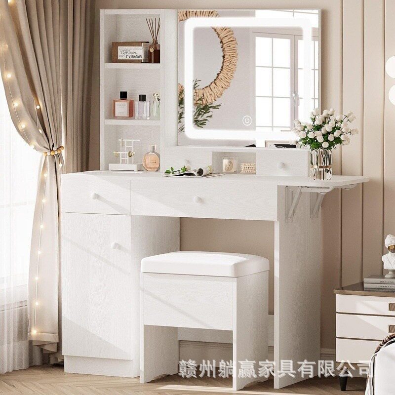 Dressing table跨境梳妆台大镜子卧室化妆桌亚马逊热销化妆台外贸