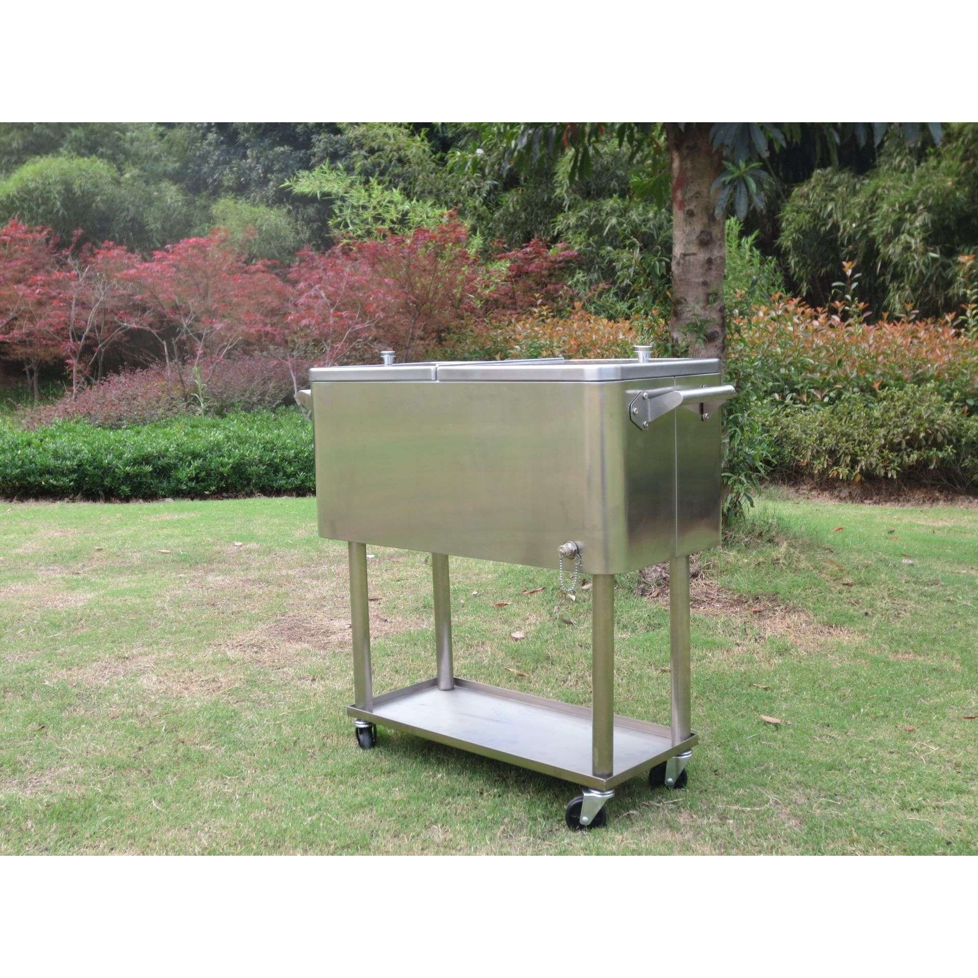 供应不锈钢推车款保温箱 食品冷藏保温箱 80QT COOLER