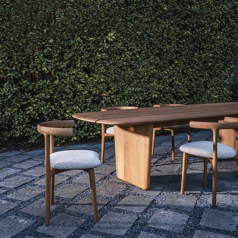 别墅实木餐椅户外庭院露天阳台防水防晒设计师现代风柚木休闲桌椅