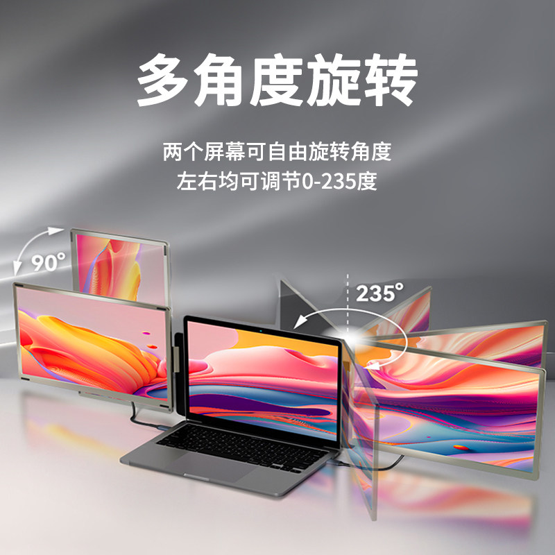 미국 KEFEYA 듀얼 스크린 편리한 디스플레이 노트북 컴퓨터 분할 화면 확장 보조 화면 접이식 3 화면 주식 거래