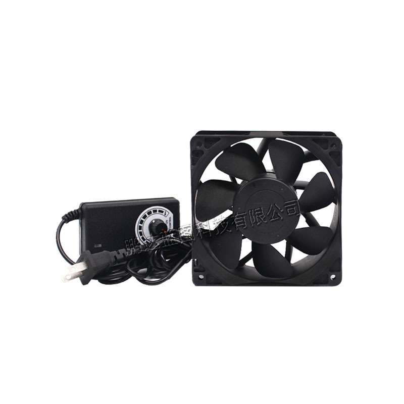 12038超大风量风扇12CM滚珠轴承12V1.6A加压机箱带调速器散热风扇