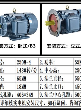 卧式三相电机YE3-90L-4 1.5KW/90S-2/1.1/2.2/3KW380V电动机
