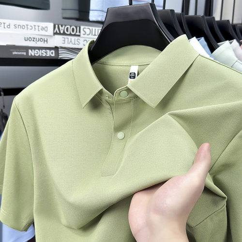 LUXURY PIG桑蚕丝男士短袖t恤夏季商务休闲中年翻领polo衫男S711