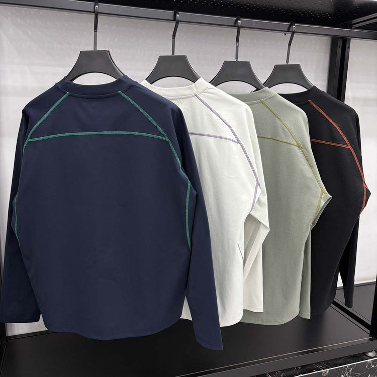 LUXURY PIG春秋新款撞色骑行运动长袖T恤圆领打底衫上衣26060