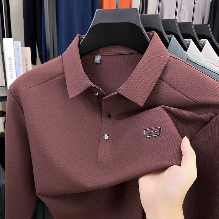 LUXURY PIG长袖t恤男翻领polo衫中年爸爸休闲上衣宽松打底衫6017