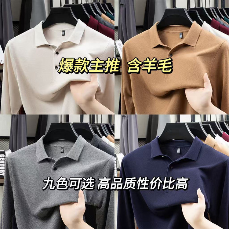LUXURY PIG秋款纯色羊毛衫翻领套头男毛衣秋冬休闲针织打底衫2566