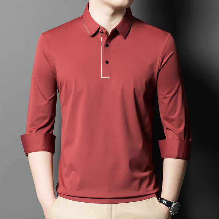 LUXURY PIG长袖T恤男春秋新款高级感polo衫纯色大码体恤926808