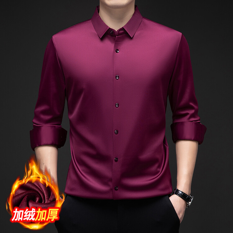LUXURY PIG秋冬新款高档男士衬衫加绒加厚长袖保暖衬衣男8200
