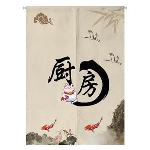 定制日式 饰遮挡布艺挂帘子 防油烟厨房门帘饭店餐厅个性 隔断半帘装