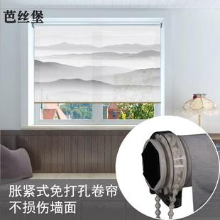 式 新中式 帘窗帘升k降挂卷遮光代现屏风软隔断半透明客厅电动玄关