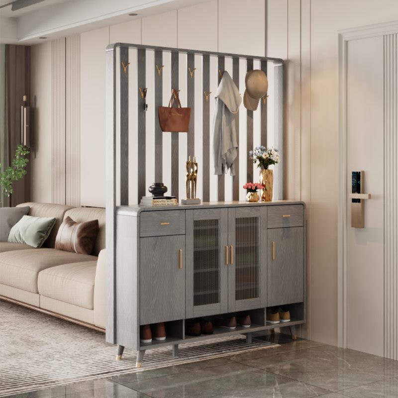 2021新款门口挂衣架鞋柜一体家用隔断柜入户门厅柜玄关衣帽柜组合