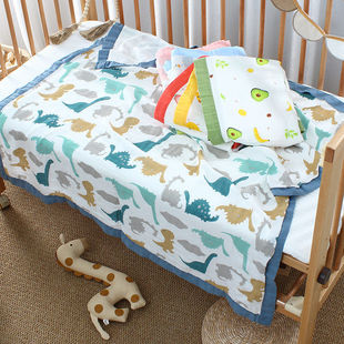 竹纤维110*110cm四层纱布婴儿包巾浴巾盖毯童被印花包沐浴