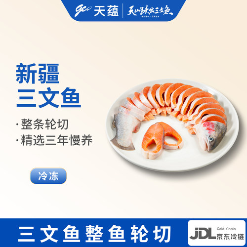 天蕴新疆三文鱼整鱼轮切虹鳟鱼整条生鲜三文鱼块生鲜料理食材水产