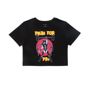 “为PR伤痛”运动短袖正肩女款健身短袖短款t恤力量举弹力修身