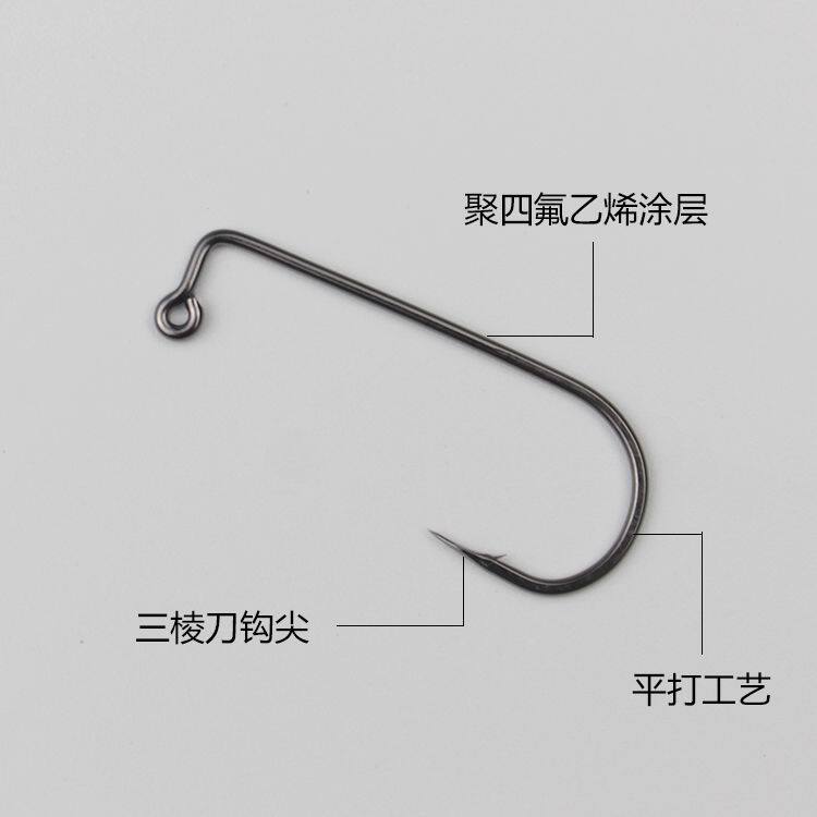 铅头钩9050铅头裸钩弯柄曲柄钩直角钩路亚单钩软饵软虫鳜鱼鲈鱼钩