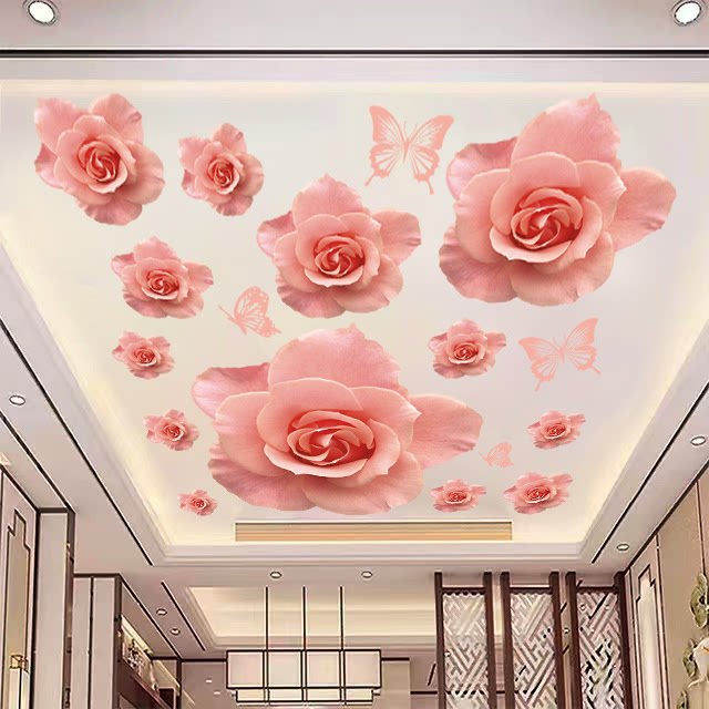 墙贴花自粘墙上卧室床头改造墙面装饰3d立体浪漫玫瑰贴画