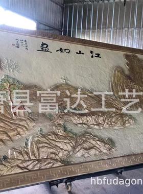 江山如画红铜浮雕金属墙壁挂饰锻铜风景人物文化墙地雕铸铁井盖厂