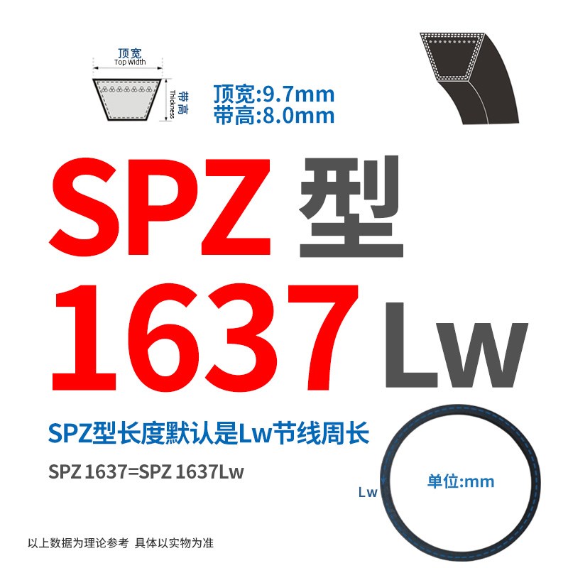 三角带SPZ/1625/1637/1662/1675/1687/1730/Lw传动皮带高速窄V带