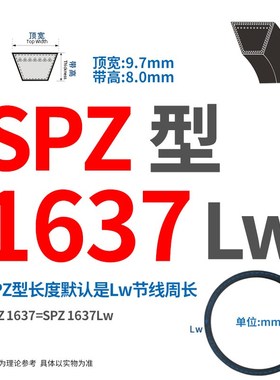 三角带SPZ/1625/1637/1662/1675/1687/1730/Lw传动皮带高速窄V带