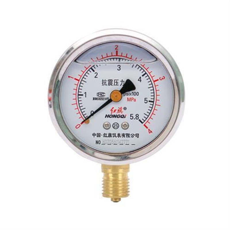 红旗耐震压力表h 抗震压力表YN-60YTN-60充油压力表液压压力表