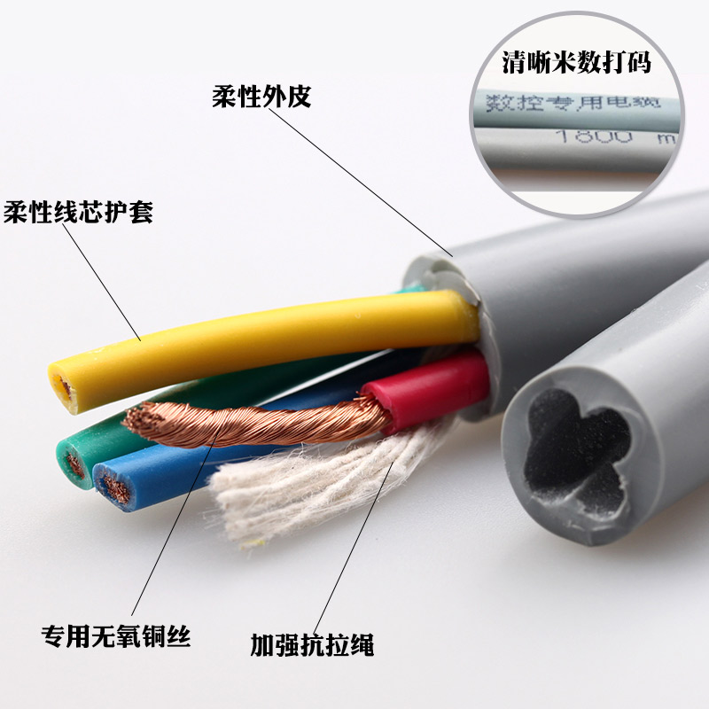 纯国标柔性电缆拖链电缆线高柔性TRVV4芯0.5 0.L75 1.0 1.5平方2.