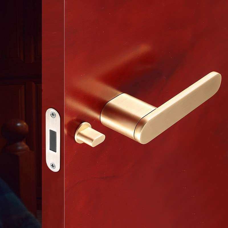 意式极简门锁室内卧室静音房门锁生态门锁现代简约木门锁把手金色