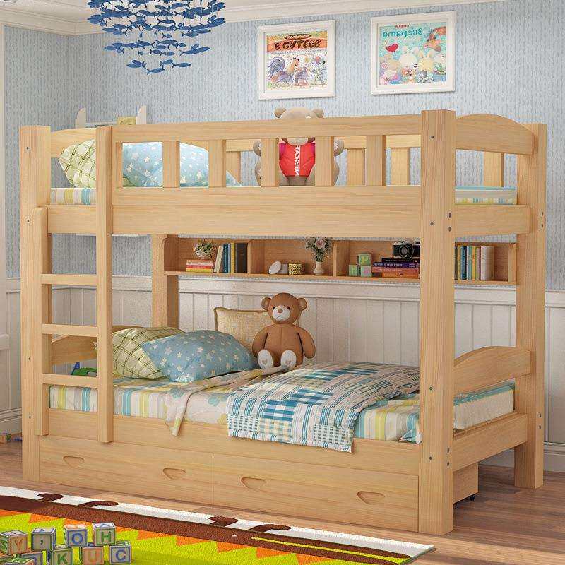 实木床双层床儿童床上下床高低床子母床上下铺成人母子床现代简约